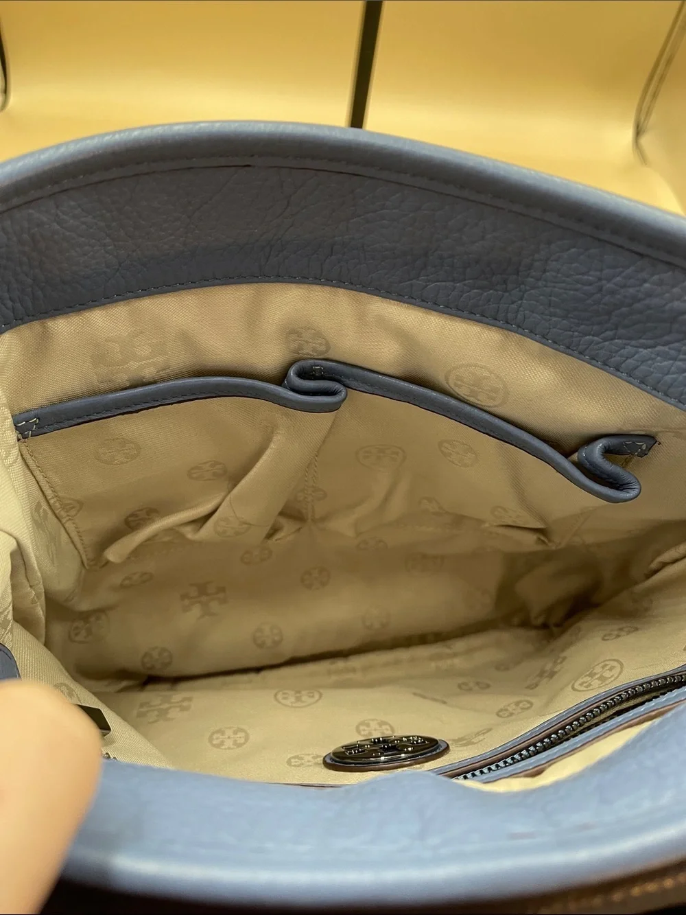 Tory Burch Beautiful Blue Pebbled Leather Crossbody with Gunmetal hardware